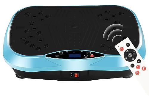 YOKELE Vibration Plate Exercise Machine - Whole Body Fitness Vibration Platform - Home Training Equipment for Recovery & Wellness & Weight Loss + Resistance Bands + Remote (Blue)