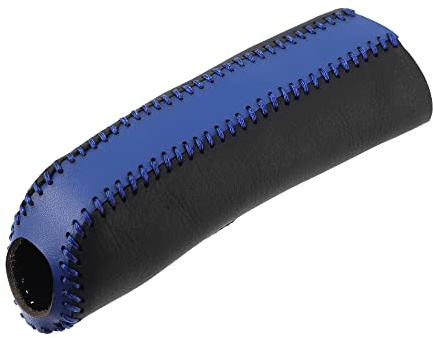 X AUTOHAUX Protector de cubierta de freno de mano para Ford Mustang 2015 | Funda de freno de mano para manija de coche, color negro y azul, piel sintética, decoración de accesorios interiores