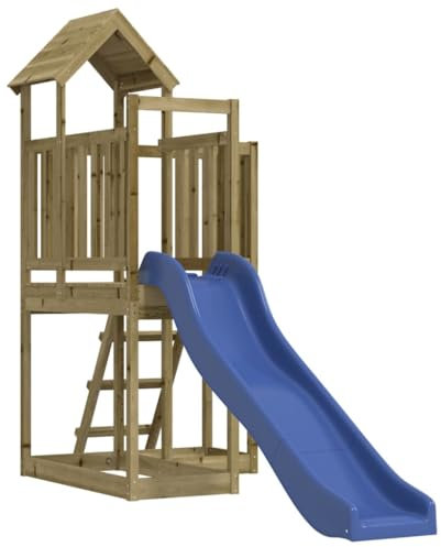 vidaXL Outdoor Playset, Playground Set for Garden Kids, Playhouse with Slide, Wooden Climbing Frame for Age 4 Years and Over, Impregnated Wood Pine