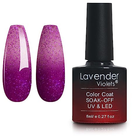 Lavender Violets 8ml Gel Nail Polish Thermal Mood Changing Temperature Change UV LED Soak Off Nail Art Manicure Pedicure Shining Purple + Striking Purple D304