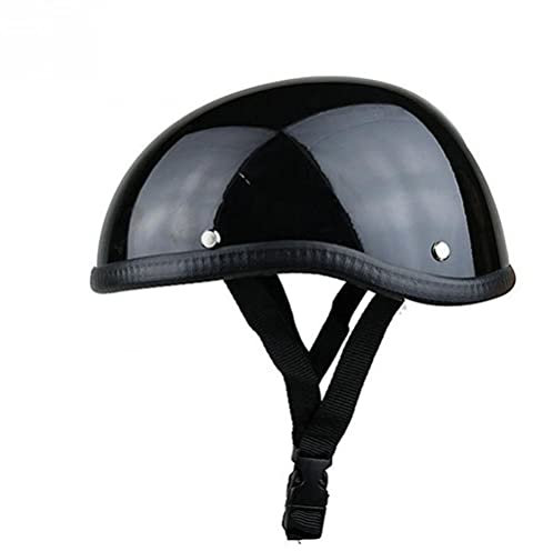 Keenso Casco moto retrò, casco moto vintage a mezza conchiglia Casco scooter estivo robusto a mezza conchiglia 26x15x12 cm (nero brillante)