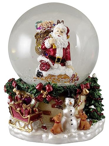 Christmas Paradise Weihnachts-Deko Schneekugel mit Mechanischer Spieluhr (Santa auf Kamin 2)