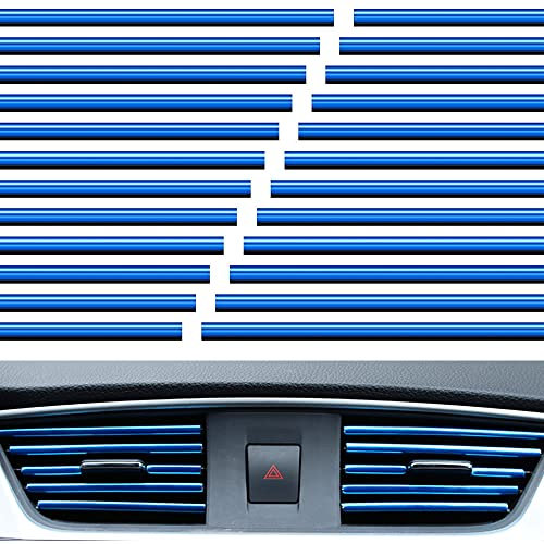 20 Stück Auto Klimaanlage Dekorationsstreifen U Form Leisten für Lüftungsschlitze DIY Decor Zubehör Auto Luftauslass Innen Streifen Dekor Lüftungsschlitz für Klimaanlage Trimmen Streifen (Blau)