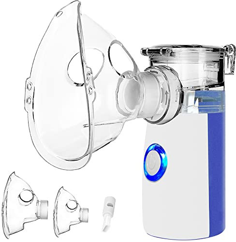 Inhalationsgerät Kinder, Inhaliergeräte für Erwachsene Kinder, Inhalator Vernebler, Inhaliergerät Kinder Baby, mit Masken & Düse für Atemwegserkrankungen Wirksam, Geeignet für Familie Reisen (Blau)