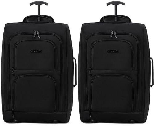Flight Knight 2er-Set Handgepack-kabinenkoffer, Easyjet-, Jet2-, Ryanair-zugelassene, Leichte Tasche Mit 2 Radern, Ideal Fur Flugreisen