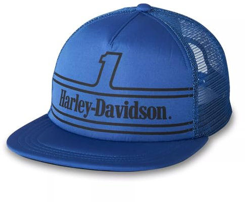 HARLEY-DAVIDSON Unisex Trucker Cap #1 Racing True blau mit einstellbarem Schnappverschluss für Damen und Herren