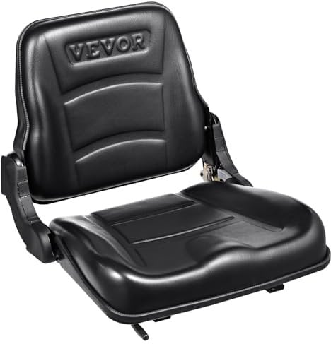 VEVOR Siège de Chariot Élévateur à Fourche Universel Siège de Tracteur Rabattable avec Dossier à Angle Réglable Micro-interrupteur Fente Étendue 160-340 mm Siège Confortable pour Chargeur Excavateur