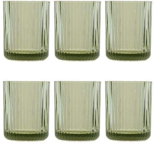 KEDEA 6 Bicchieri Acqua In Vetro Colorati, Bicchiere Colorato Elegante, Lavabili In Lavastoviglie, Bicchieri In Pasta Colore, Multicolore Collezione Charleston Bicchieri Acqua Colore VERDE