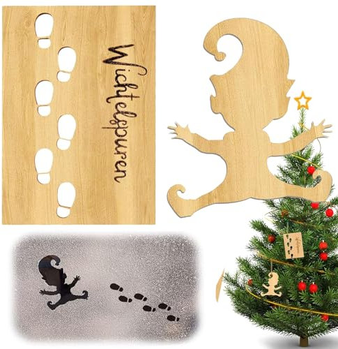 Wichtelschablone Fußabdrücke,Elf Weihnachtswichtel Schneespray Schablonen,Wichtel Schablone,Gnome Fußabdrücke Vorlage,Holz Fußabdruck Schablonen Für Böden, Fensterdekoration