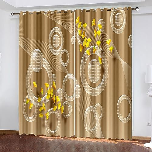 Skcess Fenster Vorhang, Curtains & Drapes Rosabeige Rose Vorhang Polyester Gardinen 2er Set 107x214cm(WxH)