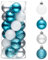 Valery Madelyn Kleiner Weihnachtsbaumschmuck, Ornament-Set für Valentinstag, Karneval, St. Patricks Day, 24 Karat hellblau und silber, bruchsicher, hängende Kugel, Ornamente,