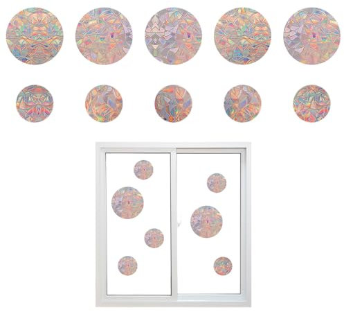 NYGGTYK 10 adesivi per finestre a prisma, rotondi, arcobaleno, adesivi elettrostatici, per finestre di vetro, prismi di cristallo