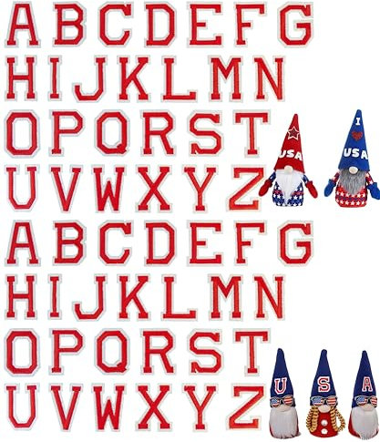 CXWLJL 52Pcs Iron on Letter Patches, Letters A-Z Embroidered Applique Patches for Clothes, Skirts, Hats, Socks, Jeans DIY Accessories - Red