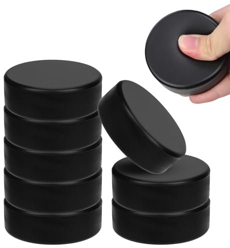 XIHIRCD 8pcs Palets de Hockey sur Glace, 7,5cm Diamètre Palets Hockey Mousse 2,5cm Épaisseur Légers Équipement Hockey pour l'Entraînement et l'Entraînement Classique Intérieur Bonne Élasticité (Noir)