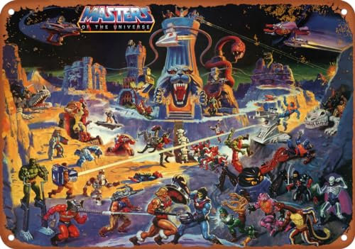 CZEGPUB Masters Of The Universe Characters Toy Line He-Man Vintage-Poster, Blechschild, Aluminiumschild, Zuhause, Küche, Herren, Höhle, Bar, Garage, Wanddekoration, 20,3 x 30,5 cm