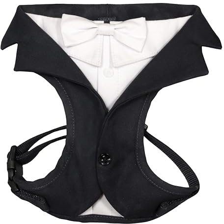 Croci Ceremony Groom Hundegeschirr für Männliche Hunde, für Hochzeiten, Smoking, verstellbar, Schwarz, XS / 30-39 cm