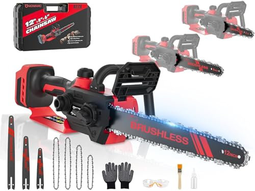 Motosega 3 in 1 per Milwaukee batteria 18 V, motosega a batteria senza fili, 30,5 cm, 20,3 cm, 15,2 cm, 1000 W, motore senza spazzole, motosega portatile portatile per