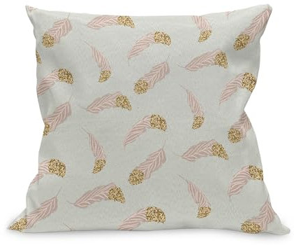 ABAKUHAUS Feder Kissenbezug, Soft-Ton Boheme Verzierten Pastellfarbenen Moderne Gefieder Zusammensetzung, Kissenhülle mit Reißverschluss Beidseitiger Druck, 45 x 45 cm, Schamesröte Kokosnuss Senf