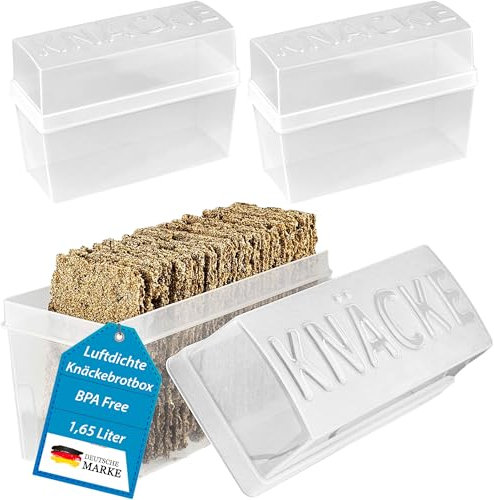 My-goodbuy24 Knäckebrotdose Knäckebrot Box mit Deckel - Brotbox - luftdicht - Aufbewahrungsbox - Transparent/weiß (2 Stück - weiß)