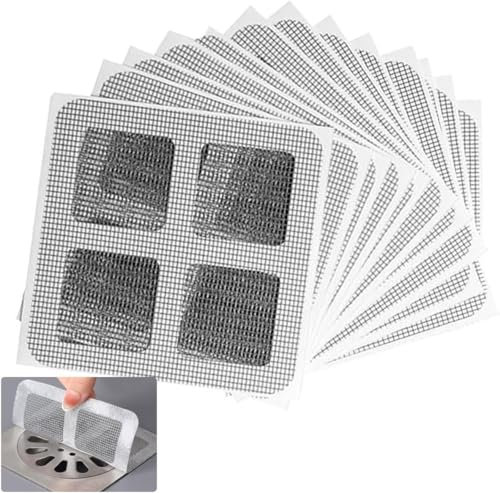 Floor Drain Sticker, 100PCS Disposable Shower Drain Hair Catcher, Waterproof Adhesive Shower Hair Catchers Mesh Sticker for Kitchen & Bathroom & Bathtub & Laundry(100PCS,10×10cm)