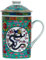 Tasse à thé en céramique avec couvercle et passoire pour thé en vrac - Motif asiatique (dragon vert, 494) - Tasse chinoise japonaise pour les amateurs de thé - Cadeau asiatique - Avoine