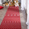 TOPICK Weihnachtsteppich Läufer Flur Weihnachten Schneeflocke Rot Rutschfester Waschbarer Teppichläufer Urlaub Dekor Lang Geometrische Weiche für Schlafzimmer Badezimmer Wohnzimmer 60x150(cm)