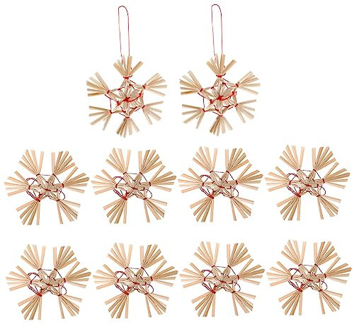 RORPOIR 10pcs Christmas Straw Hanging Ornaments Xmas Tree Decorations Party Favors Festive Home Decor