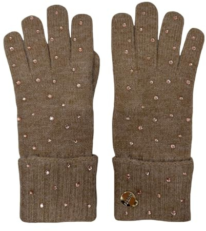 GUESS Damen Frauen Modebewusste jung bis mittelalter Handschuhe Camel S Leder Pull-On