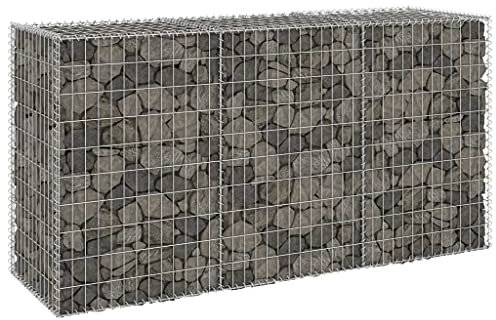 Fencing & Barriers, Fence PanelsGabion Wall with Covers Galvanised Steel 200x60x100 cm