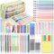 DazSpirit 61 Stück Schulzubehör mit Mäppchen, 12 Textmarker Pastell, 4 Radierbarer Stifte, 5 Gel Stifte, 6 Druckbleistifte, Back To School Stuff, Office Essentials, Schreibwaren Set für Schüler (Grün)