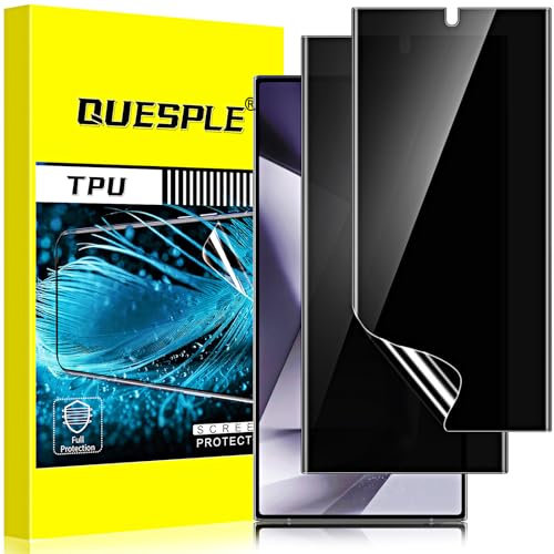 QUESPLE [2 Stück] Privacy Schutzfolie für Samsung Galaxy S24 Ultra 5G, Anti-Kratzen, Anti Spähen, Fingerabdruck-ID Blasenfreie Weich TPU Displayschutzfolie für Samsung S24 Ultra Anti-Spy Folie