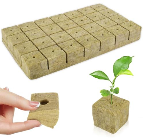 mizikuu 28 Stück Steinwolle Anzucht, Steinwolle Würfel 4 x 4 x 4cm Rockwool Cube Anzuchtmatte Steinwolle Steinwolle Dämmung Anzuchtmatte fur Stecklingen, Bodenloser Anbau, Hydrokultur Umpflanzen