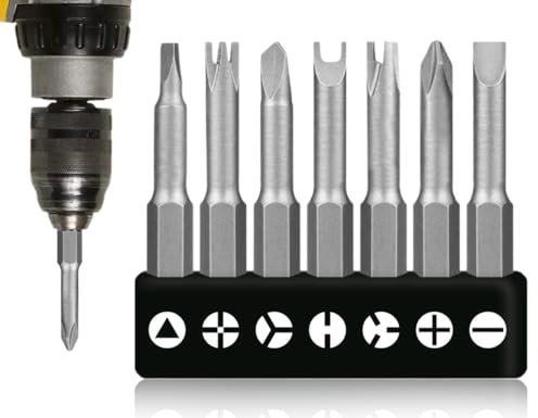 Emezddo 7 piezas Juego de destornilladores de forma especial,herramienta de punta triangular de tres puntas en forma de U en forma de Y en cruz interior,taladro especial(50 mm)
