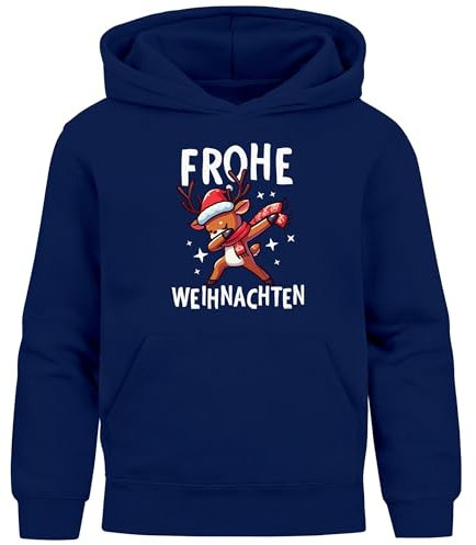MoonWorks® Kinder Hoodie Weihnachten Pullover Weihnachtsmotive lustige Geschenk Weihnachtsoutfit Mädchen Jungen Navy 164