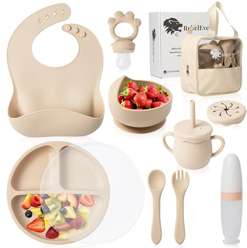 Assiette Ventouse pour Bébé - Assiette Bebe Ventouse - Coffret Repas Bebe - Vaisselle Bebe 1er Age - Cadeau Bébé Garçon