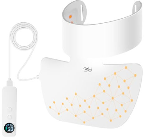 Cool-i ® LED-Halsmaske,660 nm Rotlicht, 850 nm Infrarot & 4-farbige LED gegen Halsfalten, FDA,für Anti-Aging & strahlende Haut