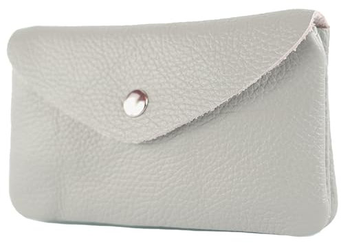 modamoda de P11 Damen Leder Geldbörse Portemonnaie Medium Handmade in Italy, Farbe:Hellgrau