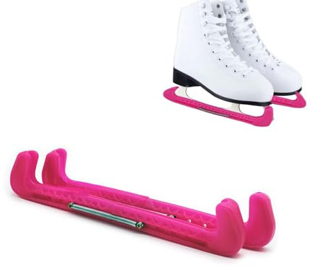 Weenwill Protezioni per Lame per Pattini da Ghiaccio,1 Paio Protezione Regolabile per Pattini da Hockey e da Figura,Protezioni per Lame a Molla in ABS - vestibilità 30-40 cm,per Bambini/Sdulti,Rosa
