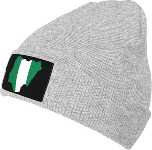 Winter Mütze Nigerianische Flagge Und Karte 2018 Fahrrad Mütze Warme Beanie Mütze Einheitsgröße Radmütze Für Erwachsener, Unisex, Laufen