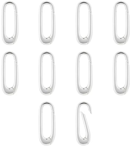 QIUTIMIY 10 Stück 18 Karat vergoldete ovale Schmuckverschlüsse,Schmuck-Halskettenverbinder zum Verlängern oder Reparieren,Silber（17.9 * 7 * 2.7mm）
