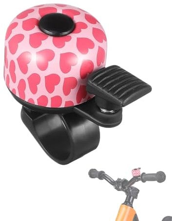 TPZORJX 1 pezzo campanello bici bambini, mini campanello in alluminio forte, accessori mountain bike, bici bambini, scooter(carino cuore rosa)