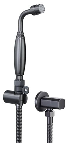 TYMYW Hand Held Bidet Sprayer Dual Jet Mode Nozzle Adjustable Water Pressure Wall-Mounted Bidet Shower Kit Brass Gray