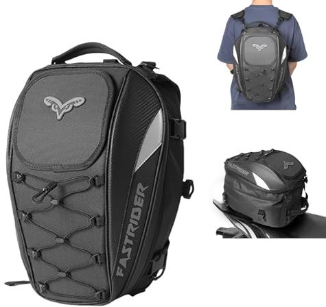 Satteltasche für Motorrad, Hecktasche, tragbar, Rucksack und Gepäcktaschen, wasserdicht, für Motorradhelm, doppeltes Nutzen, erweiterbare Kapazität 37 l, Gepäck und Transport von Werkzeugen (Grau)