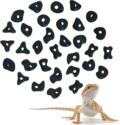 Okueejur Klettergriffe für Bartagamen, Kletterfelsen, Wandgriffe für Bartagamen, Tankzubehör, Reptilien, Spielzeug, Felswand, Schwarz, 32 Stück