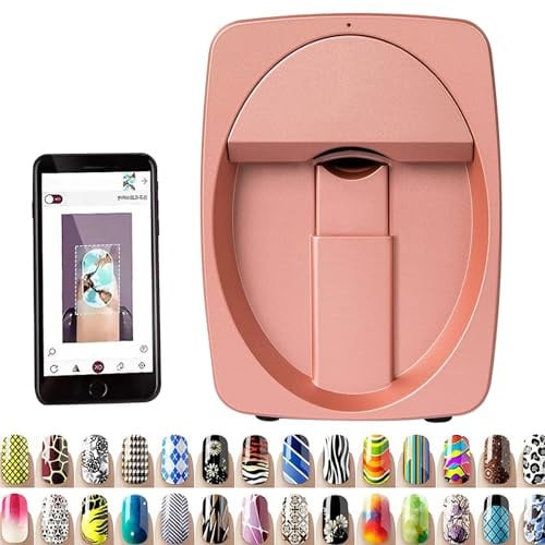 levigationlu 3D-Smart-Nageldrucker, Mini-Leichter Kommerzieller Nageldrucker, 3D Printer Support App/DIY, Nail Art Printer Machine, Nailart-Maschine, 30 Sekunden Malen Für Mädchen-Heimnägel Pink