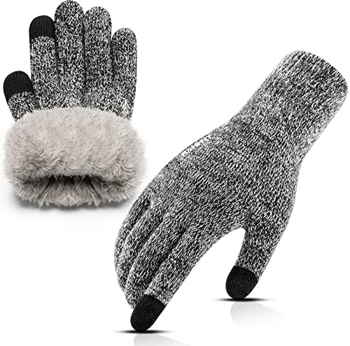 Rahhint Thermo Wolle Touchscreen Handschuhe Damen Herren Winterhandschuhe Warm Ski-Handschuhe Strickhandschuhe geeignet für Indoor-Outdoor-Sport