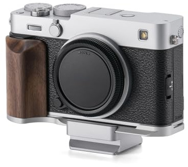 Tilta X-E5 Cage, Vintage-Kamerakäfig, kompatibel mit Fujifilm X-E5 Base Kit, mit Montageplatte mit Holzgriff und ARCA-Adapter – Silber TA-T91-A-S