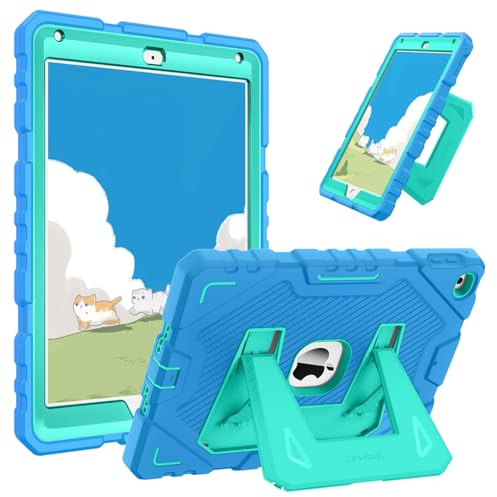 Fintie Funda para iPad de 6ª y 5ª generación (modelo 2018 2017, 9.7 pulgadas), iPad Air 2 (9.7 pulgadas), funda protectora resistente a prueba de golpes con soporte integrado para niños, Azul