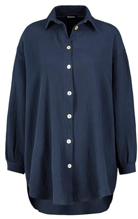 Sublevel Langarm Musselin Bluse mit Kentkragen - Damen Muselin Oversize Bluse, Baumwolle, Knopfleiste in verschienden Farben