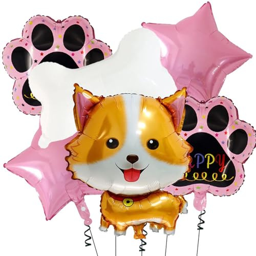 Tourima Corgi Hunde Geburtstag Folienballon Set, Ballonhund Deko, Happy Birthday Ballons für Kindergeburtstag, Hunde Deko Geburtstag, Kinderluftballons, Birthday Balloons & Geburtstagsdeko Kinder